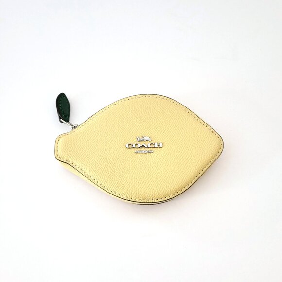 Coach CAN30 Lemon Coin Case Change Purse Moonlight Leather - Picture 1 of 5